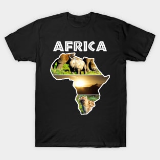 African Continent Wildlife Collage T-Shirt